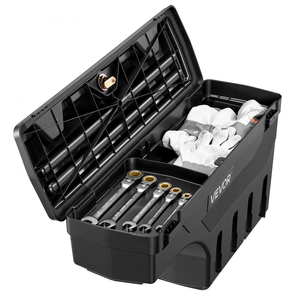 VEVOR Truck Bed Storage Box, 6.6 Gal/25 L Waterproof ABS Wheel Well Tool Box, Anti-Theft Combination Lock, Compatible with 2002-2018 Dodge Ram 1500 2500 3500, Passenger Side Right (Drilling Required)