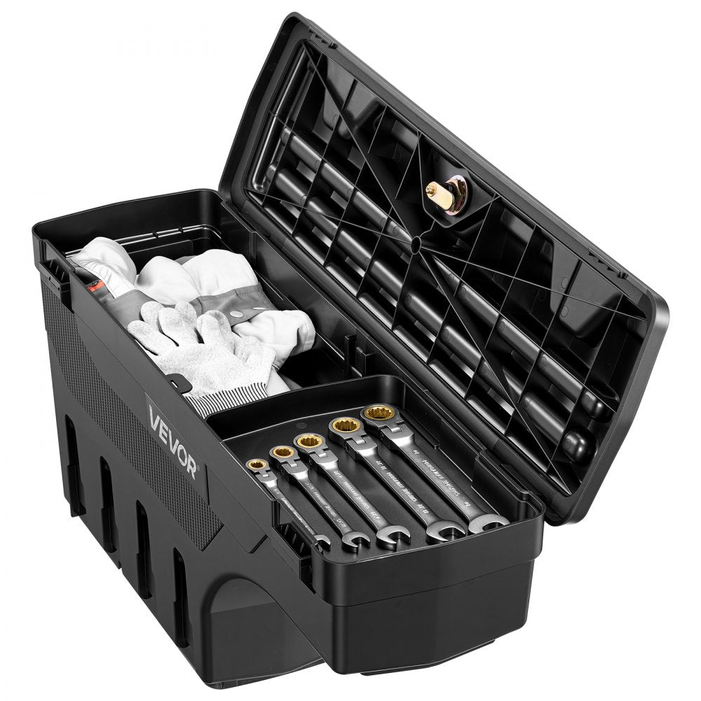 VEVOR Truck Bed Storage Box, 6.6 Gal/25 L Waterproof ABS Wheel Well Tool Box with Anti-Theft Combination Lock, Compatible with 2002-2018 Dodge Ram 1500 2500 3500, Driver Side Left (Drilling Required)