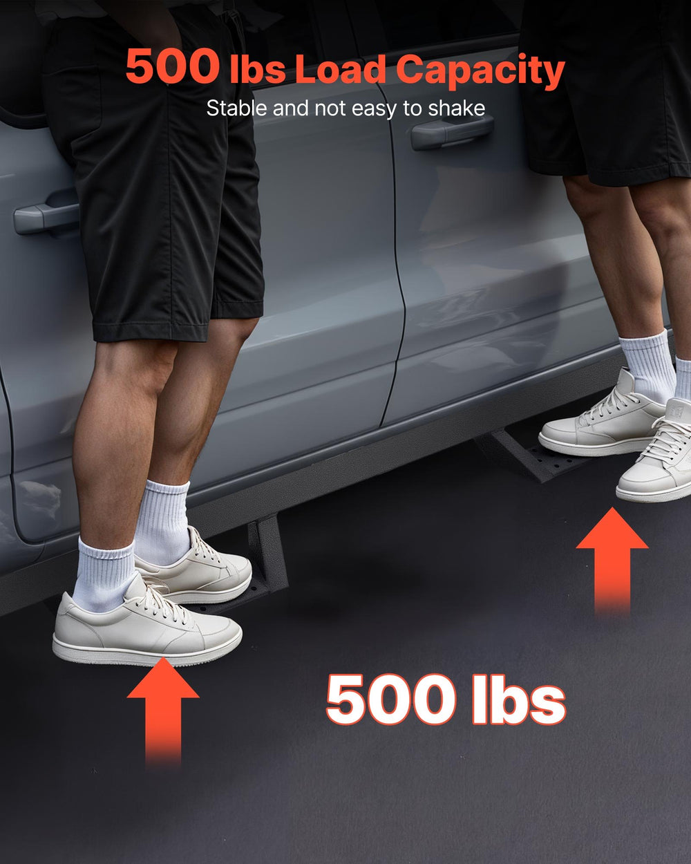 VEVOR Running Boards, 4 Inches Side Steps Compatible with 2005-2023 Toyota Tacoma Double Cab, Black Carbon Steel Nerf Bars, 550 lbs Load Capacity, Wide Non-Slip Hollow Surface with Rustproof Coating