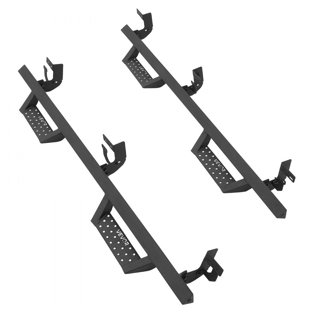 VEVOR Running Boards, 4 Inches Side Steps Compatible with 2009-2018 Dodge Ram 1500 (Including 19-24 Classic), 2010-2024 Dodge Ram 2500/3500 Crew Cab, Black Carbon Steel Nerf Bars, 550 lbs Capacity