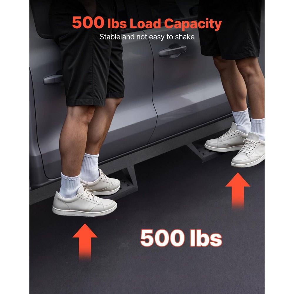 VEVOR Running Boards, 4 Inches Side Steps Compatible with 2015-2025 Chevy Colorado/GMC Canyon Crew Cab, Black Carbon Steel Nerf Bars, 550 lbs Load Capacity, Non-Slip Surface with Rustproof Coating