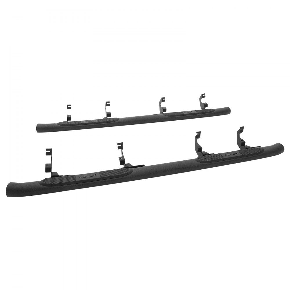 VEVOR Running Boards, 3 Inches Side Steps Compatible with 2019-2025 Chevy GMC 1500/2500HD/3500HD Crew Cab, Black Carbon Steel Nerf Bars, 550 lbs Load Capacity, Non-Slip Surface with Rustproof Coating