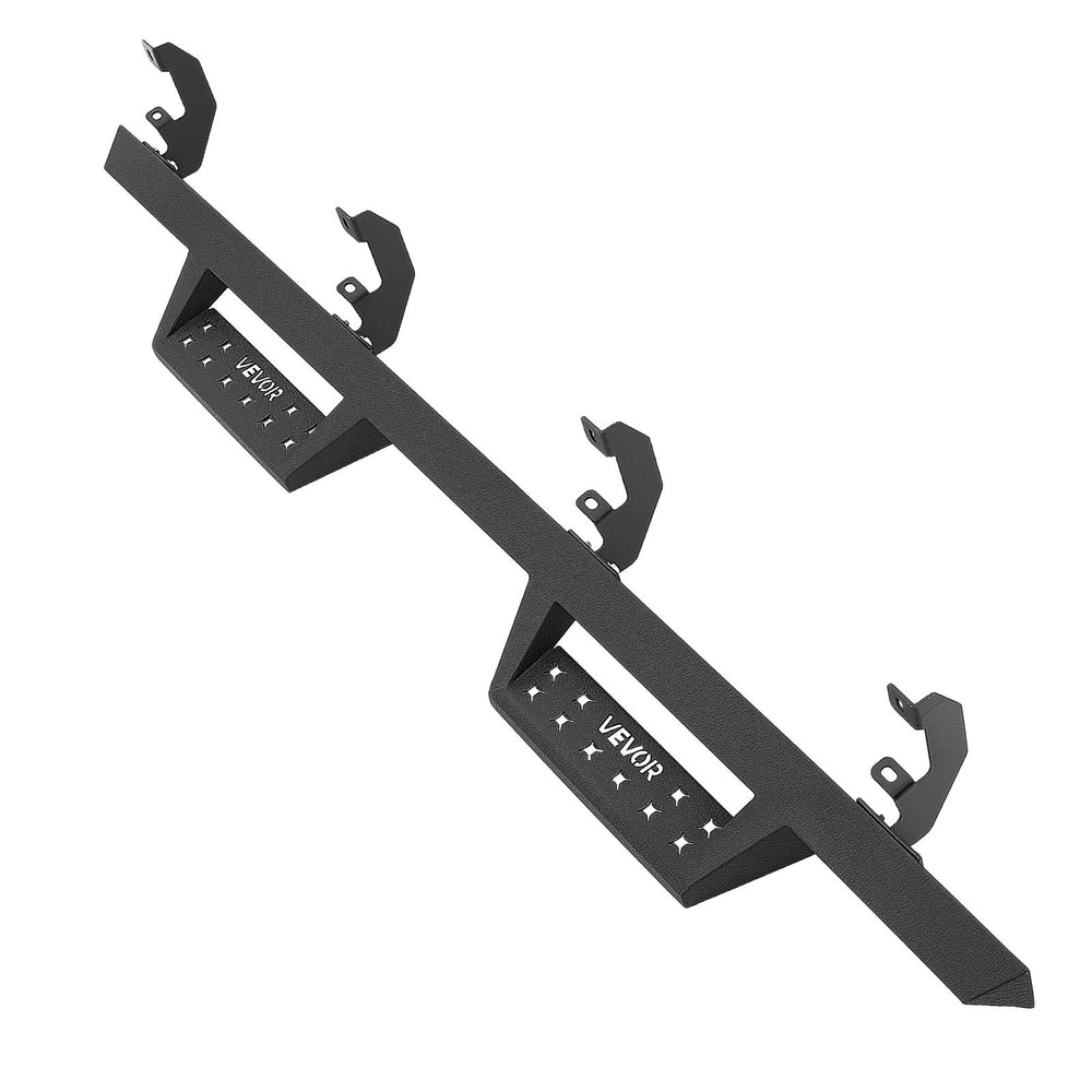 VEVOR Running Boards, 4 Inches Side Steps Compatible with 2019-2025 Chevy GMC 1500/2500HD/3500HD Crew Cab, Black Carbon Steel Nerf Bars, 550 lbs Load Capacity, Non-Slip Surface with Rustproof Coating
