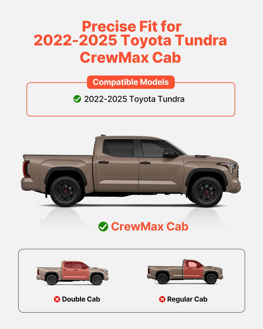 VEVOR Running Boards, 6 Inches Side Steps Compatible with 2022-2025 Toyota Tundra CrewMax Cab, Black Carbon Steel Nerf Bars, 550 lbs Load Capacity, Wide Non-Slip Hollow Surface with Rustproof Coating