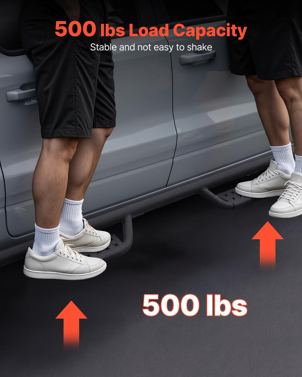 VEVOR Running Boards, 4 Inches Side Steps Compatible with 2024-2025 Toyota Tacoma Double Cab, Black Carbon Steel Nerf Bars, 550 lbs Load Capacity, Wide Non-Slip Hollow Surface with Rustproof Coating