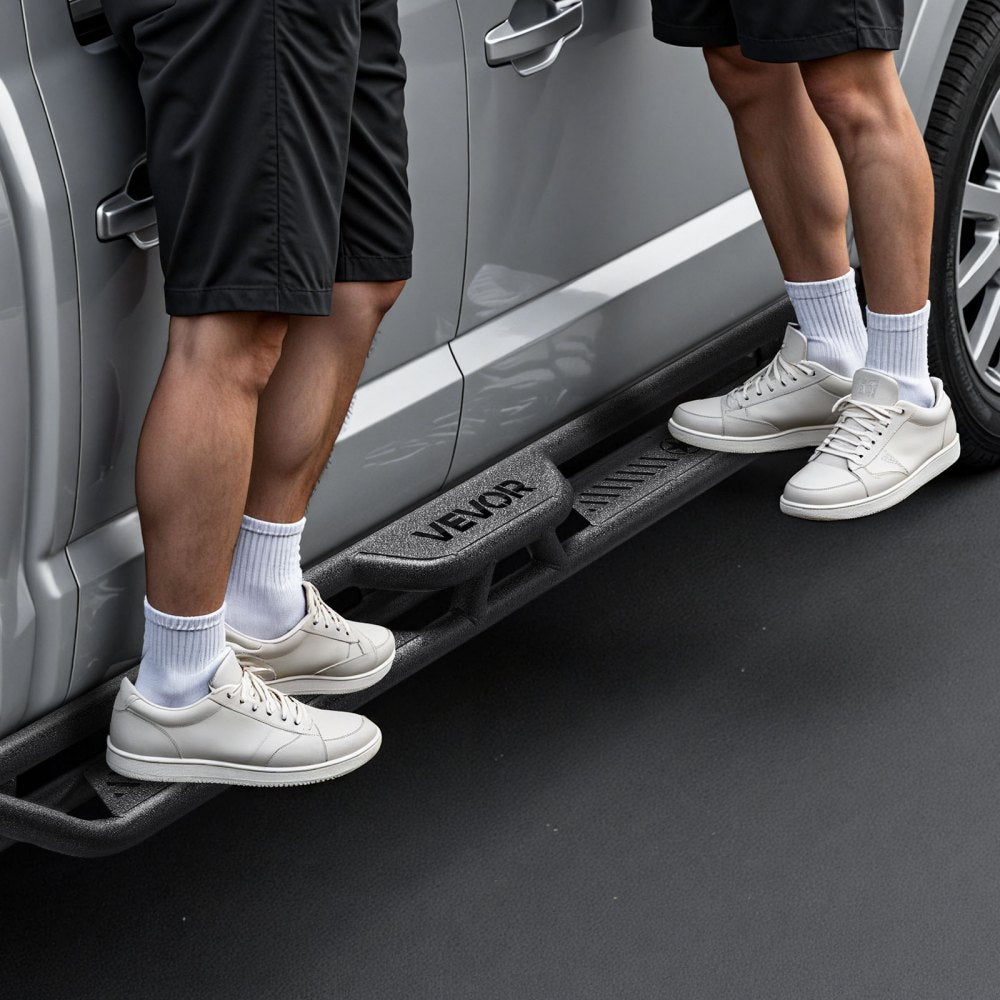 VEVOR Running Boards, 6 Inches Side Steps Compatible with 2005-2023 Toyota Tacoma Double Cab, Black Carbon Steel Nerf Bars, 550 lbs Load Capacity, Wide Non-Slip Hollow Surface with Rustproof Coating