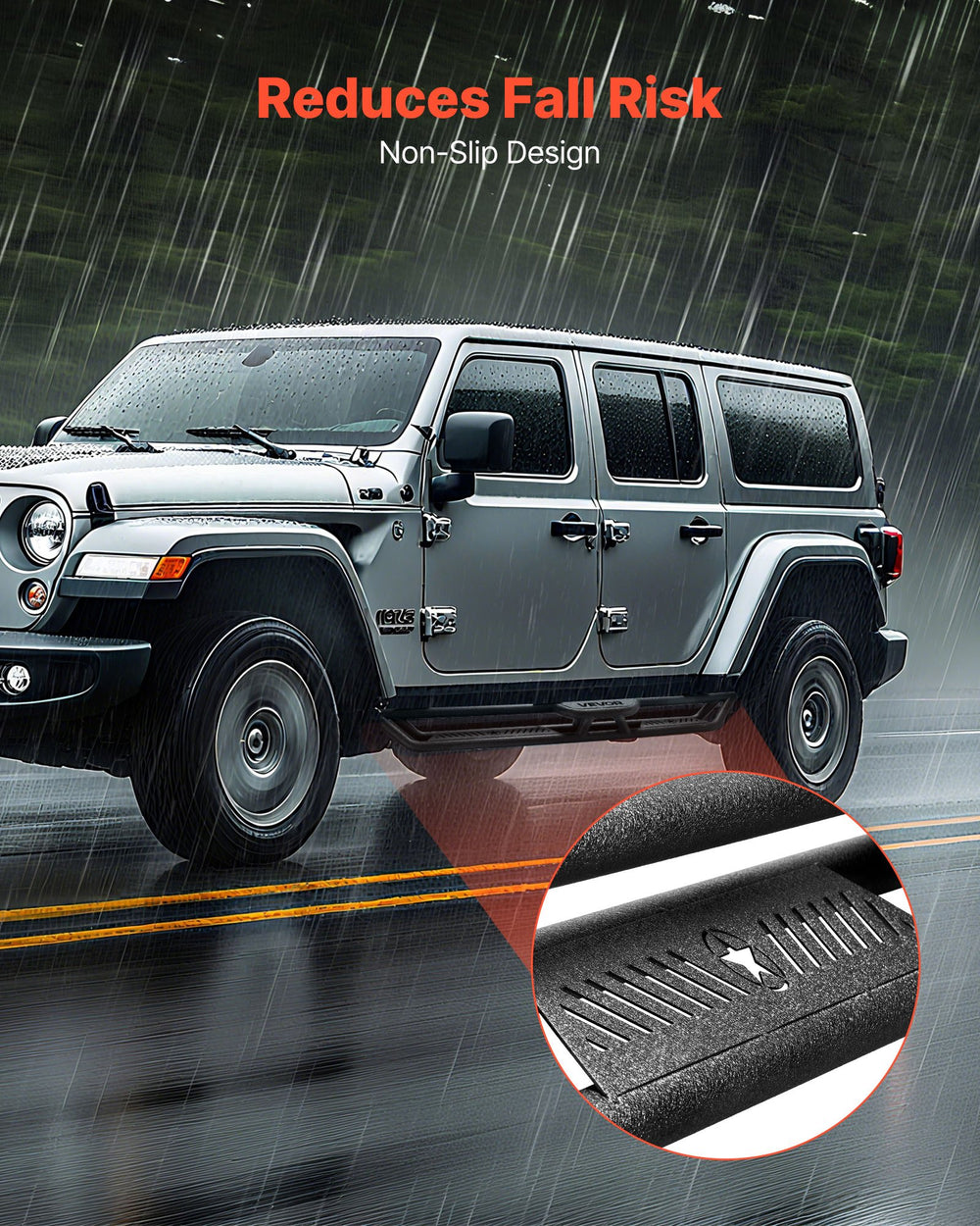 VEVOR running boards non-slip design reduces fall risk