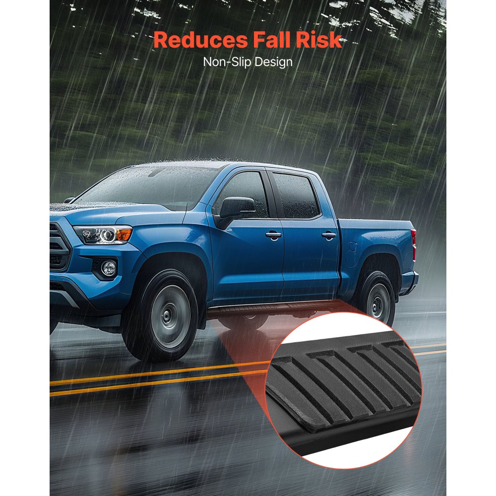 VEVOR Running Boards, 6 Inches Side Steps Compatible with 2009-2018 Dodge Ram 1500 Crew Cab, 2010-2025 Dodge Ram 2500 3500 Crew Cab(Not Fit 2019-2025 Ram 1500 New Body), Black Textured Aluminum Alloy Nerf Bars, 500 lbs Load Capacity