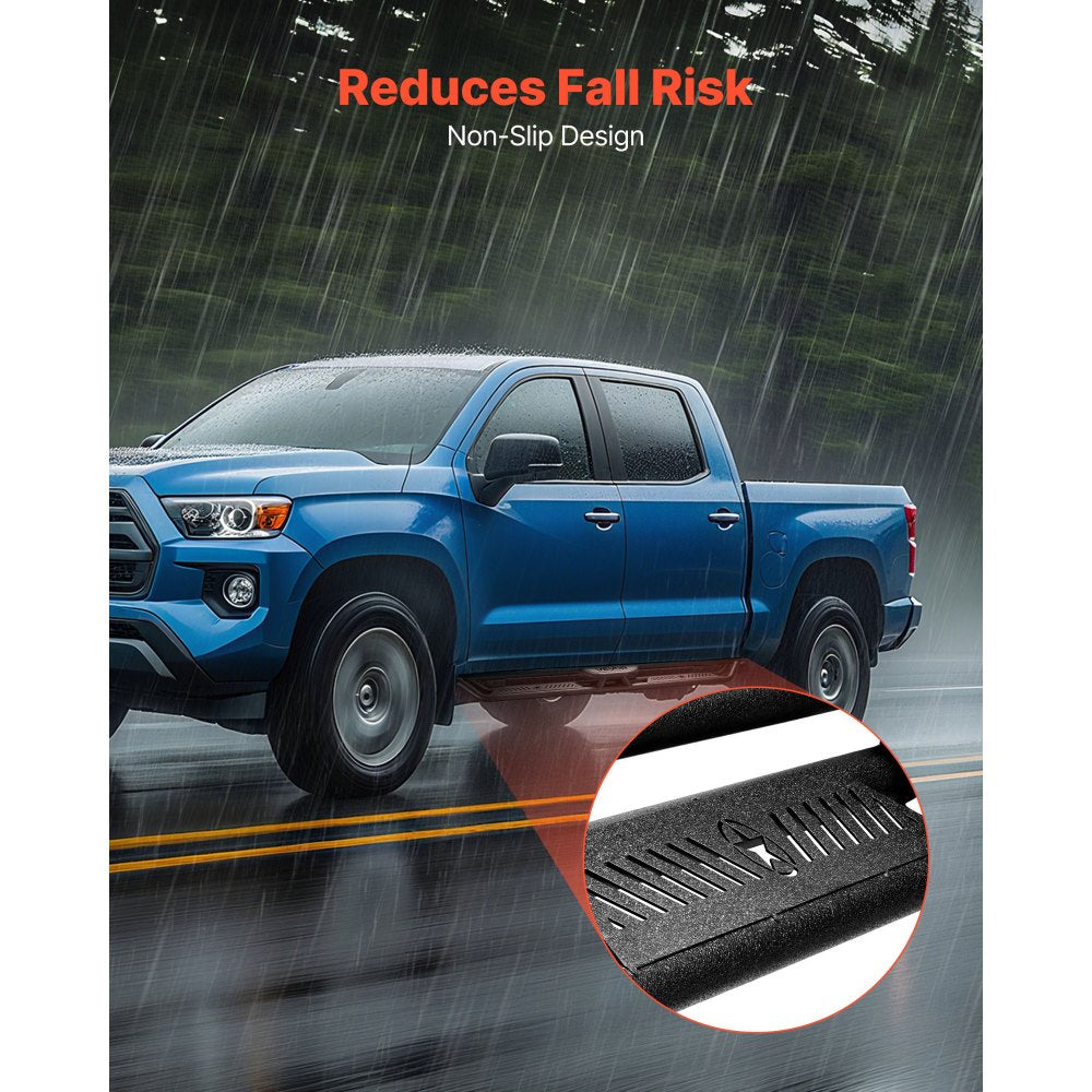 VEVOR Running Boards, 6 Inches Side Steps Compatible with 2009-2018 Dodge Ram 1500 Crew Cab, 2010-2025 Dodge Ram 2500 3500 Crew Cab(Not Fit 2019-2025 Ram 1500 New Body), Wide Non-Slip Black Carbon Steel Nerf Bars, 550 lbs Load Capacity