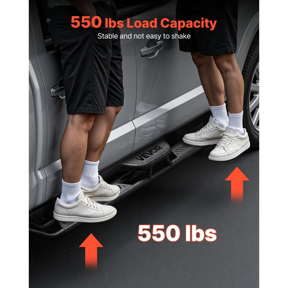 VEVOR Running Boards, 6 Inches Side Steps Compatible with 2015-2025 Ford F150 SuperCrew Cab, 2017-2025 Ford F150 SuperCrew Cab, Black Carbon Steel Nerf Bars, 550 lbs Load Capacity, Non-Slip Surface