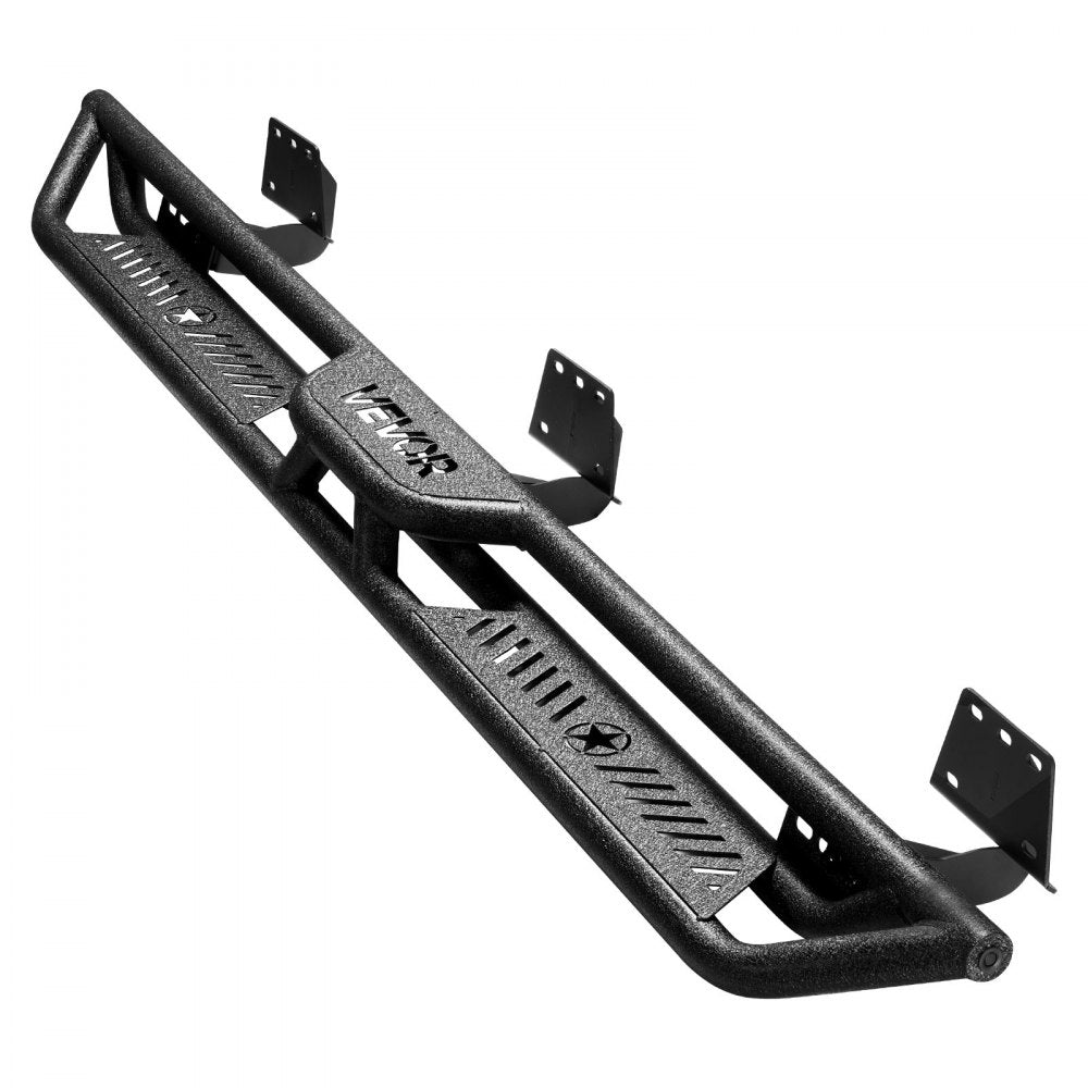 VEVOR Running Boards, 6 Inches Side Steps Compatible with 2019-2025 Dodge Ram 1500 Crew Cab(Not Fit 2019-2025 1500 Classic), Black Carbon Steel Nerf Bars, 550 lbs Load Capacity, Wide Non-Slip Hollow Surface with Rustproof Coating