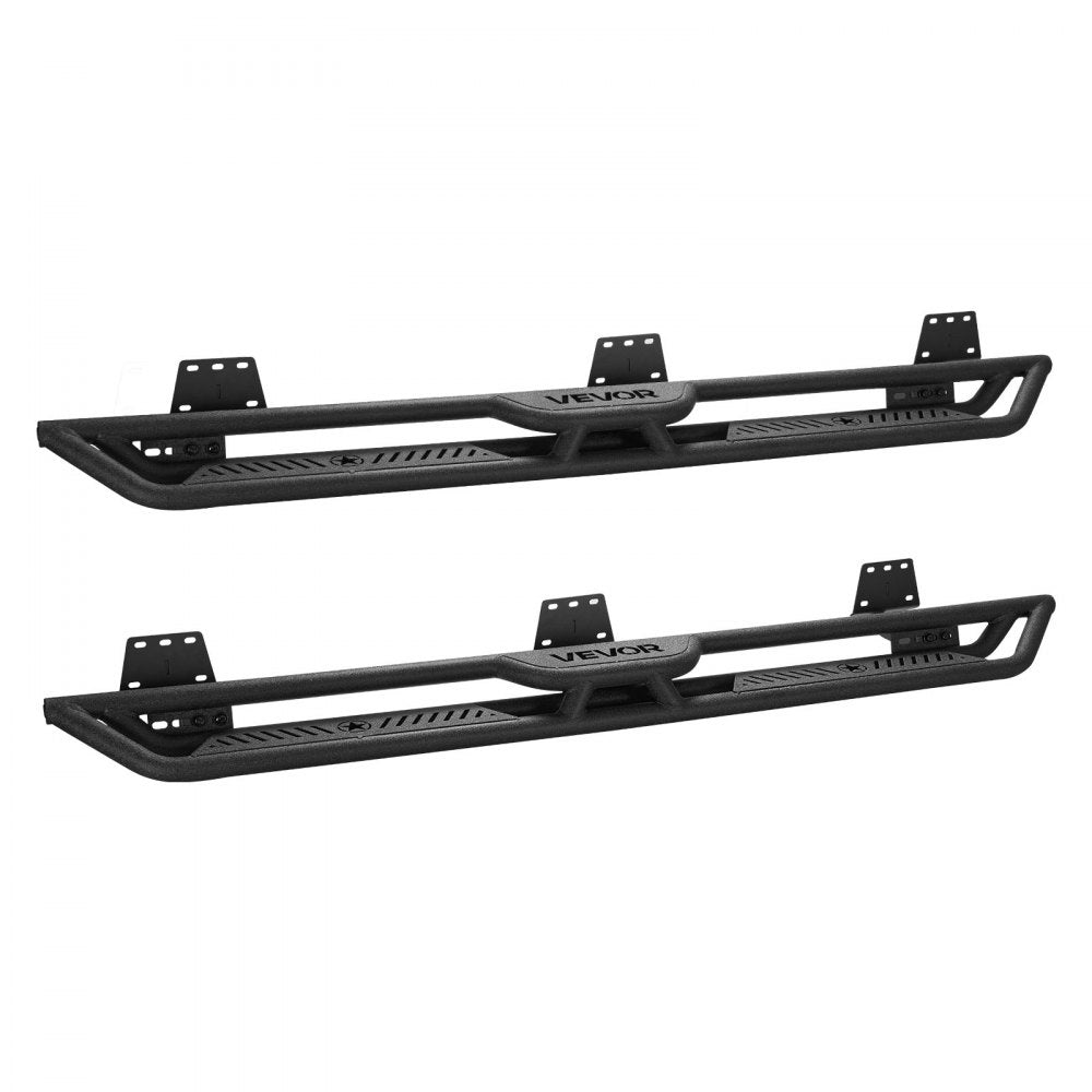 VEVOR Running Boards, 6 Inches Side Steps Compatible with 2019-2025 Dodge Ram 1500 Crew Cab(Not Fit 2019-2025 1500 Classic), Black Carbon Steel Nerf Bars, 550 lbs Load Capacity, Wide Non-Slip Hollow Surface with Rustproof Coating