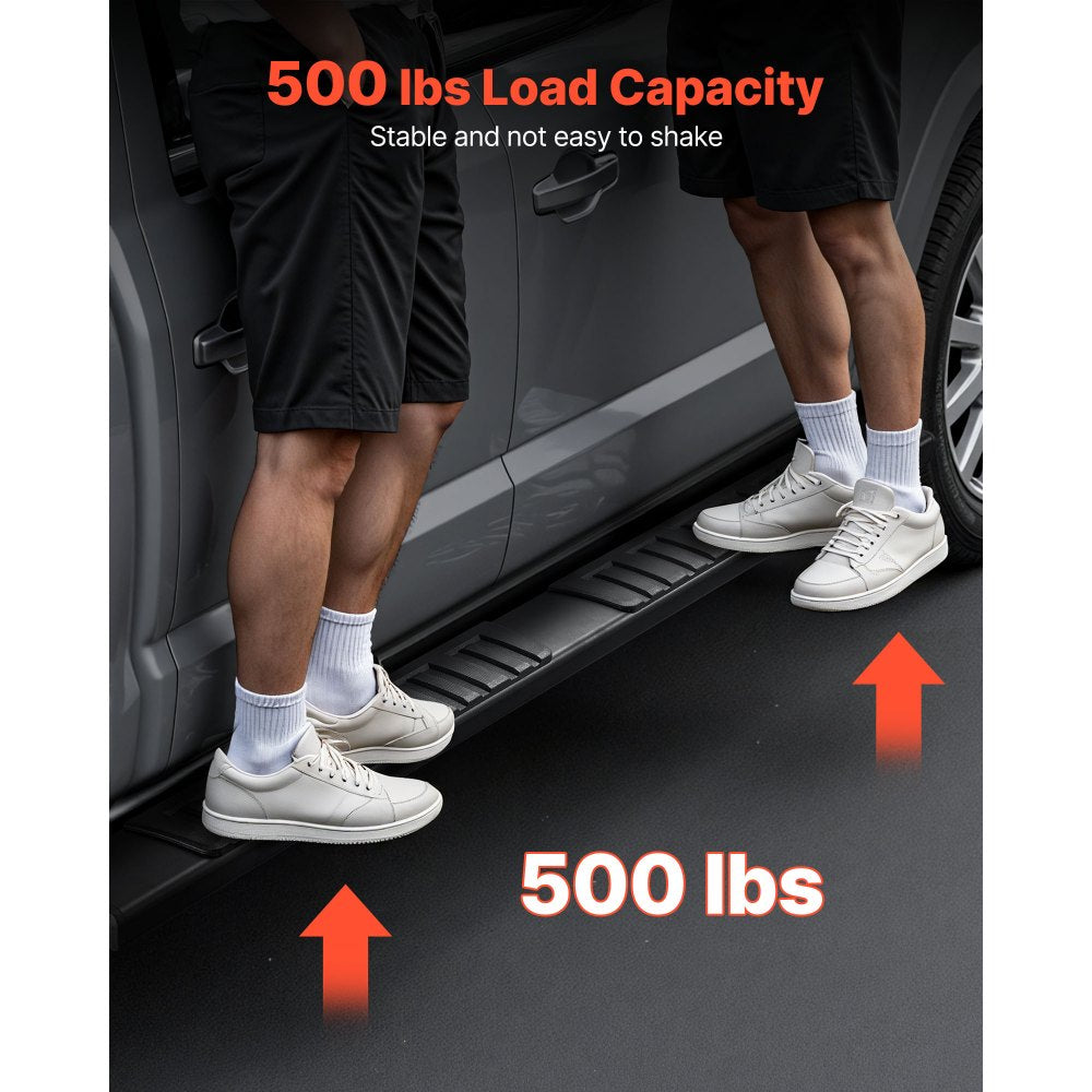 VEVOR Running Boards, 6 Inches Side Steps Compatible with 2019-2025 Chevy Silverado/GMC Sierra 1500 Crew Cab, 20-25 Chevy Silverado/GMC Sierra 2500HD 3500HD Crew Cab, Black Textured Aluminum Nerf Bars