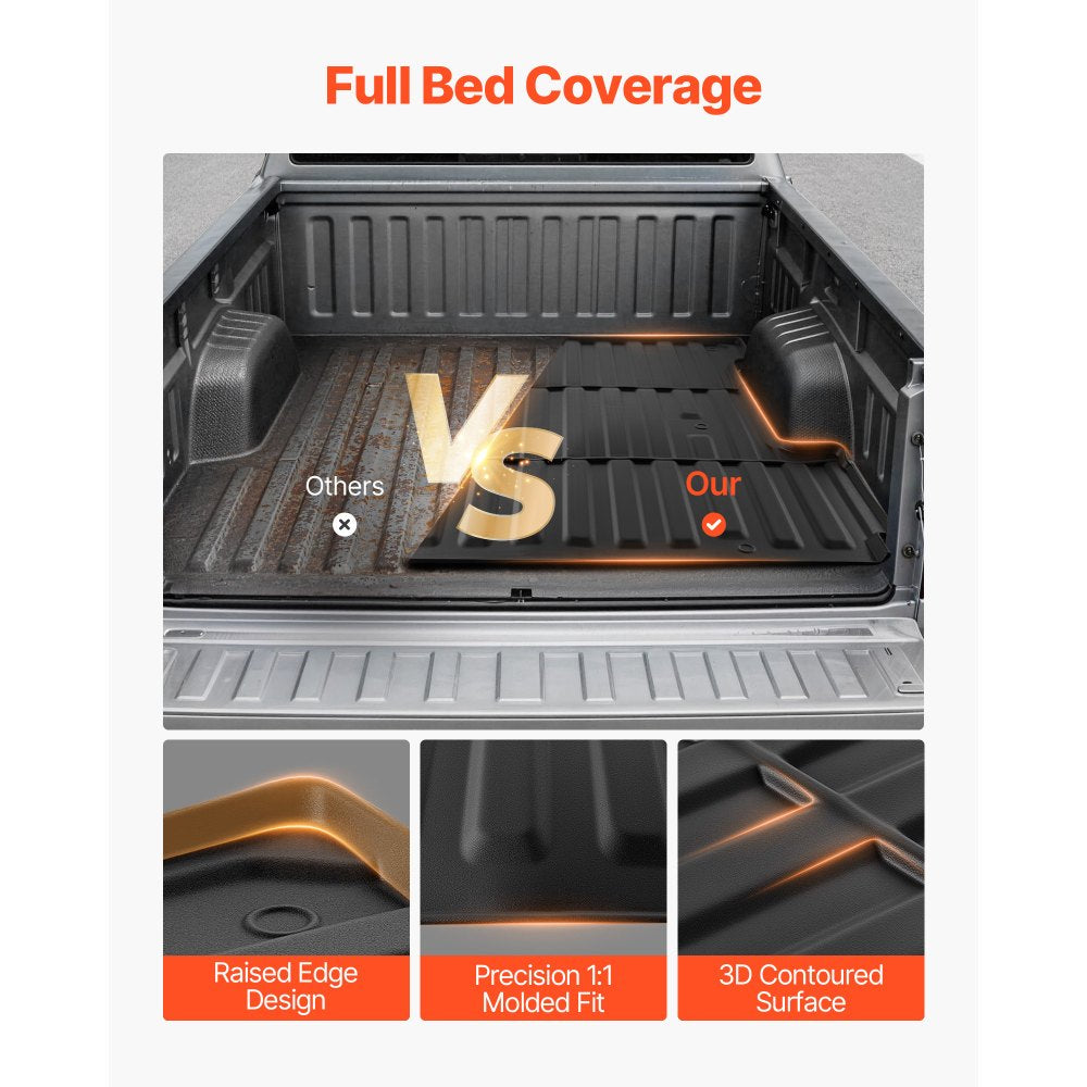 VEVOR Truck Bed Mat, TPE, Compatible with 2015-2026 Ford F150 Lightning Bed, Heavy Duty Custom Fit, All Weather Protection Pickup Car Cargo Trunk Liner Replacement, for 2015-2026 Ford F150 Accessories