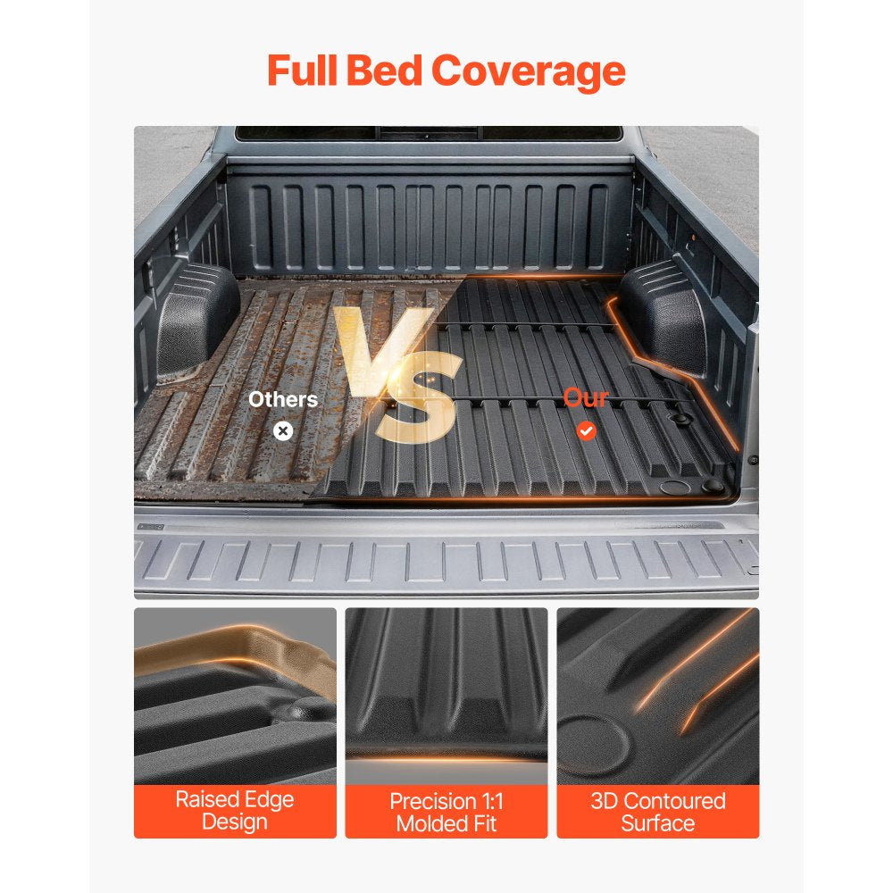 VEVOR Truck Bed Mat, TPE, Compatible with 2024-2026 Toyota Tacoma Bed, Heavy Duty Custom Fit, All Weather Protection Pickup Car Cargo Trunk Liner Replacement, for 2024-2026 Toyota Tacoma Accessories