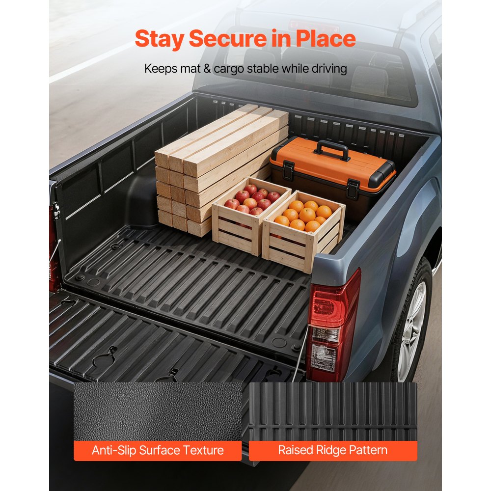 VEVOR Truck Bed Mat, TPE, Compatible with 2024-2026 Toyota Tacoma Bed, Heavy Duty Custom Fit, All Weather Protection Pickup Car Cargo Trunk Liner Replacement, for 2024-2026 Toyota Tacoma Accessories