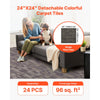 VEVOR Carpet Tiles Reusable 24x24 inch, 24 PCS Modular Carpet Square Rug, Commercial Floor Soft Padded for Seamless Cover 96sq.ft², Easy DIY for Living Room Bedroom Office Indoor,Gray & Brown