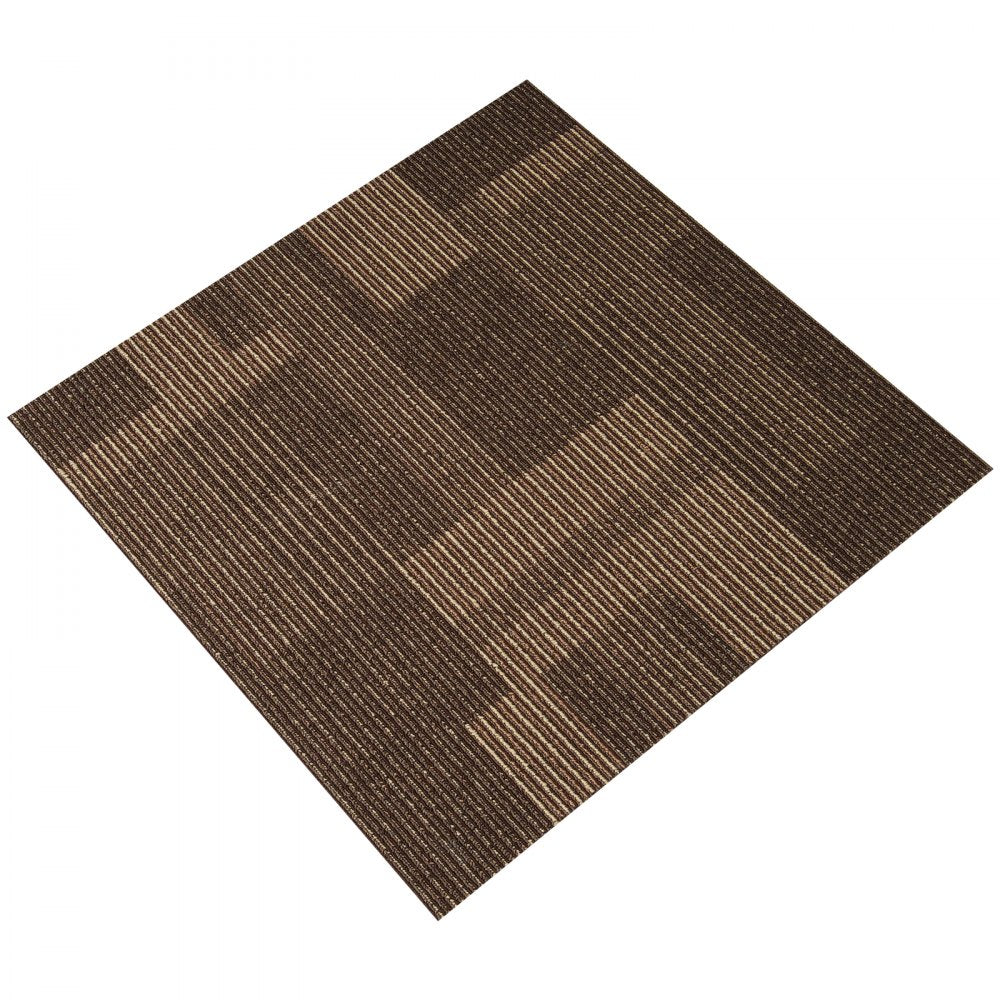 VEVOR Carpet Tiles Reusable, 24"x 24"Carpet Squares With Padding Attached, Soft Padded Carpet Tiles, Easy Install DIY for Bedroom Living Room (24Tiles, Mixed Brown)