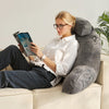 VEVOR Reading Pillow, Large Bed Pillow with Removable Headrest, Back Pillow with 3 Pockets, Shredded Memory Foam and Washable Short Velvet Cloth, Side with Handles for Reading, Gaming, Resting, Grey