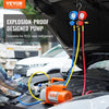 VEVOR 1/4 HP 4 CFM AC Vacuum Pump and Gauge Set, Single Stage Rotary Vane HVAC Air Vacuum Pump A/C Refrigerant Kit Manifold Gauge Set, with Three-Color Hose Carry Bag, Applicable to R134a, R410a