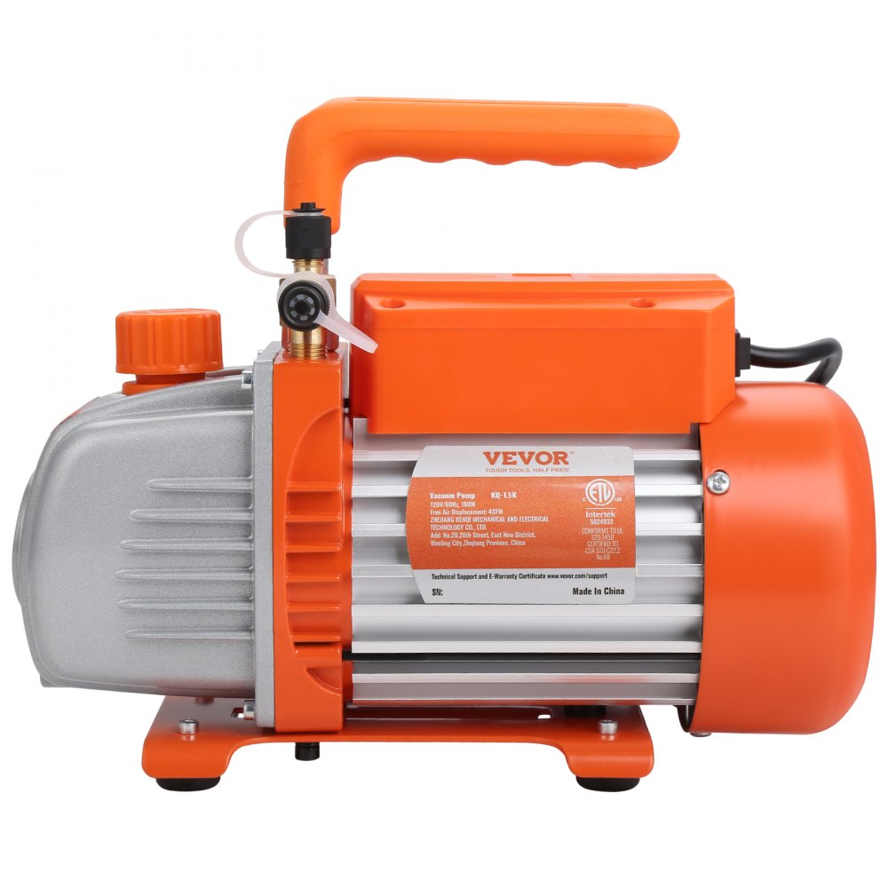 VEVOR 1/4 HP 4 CFM AC Vacuum Pump and Gauge Set, Single Stage Rotary Vane HVAC Air Vacuum Pump A/C Refrigerant Kit Manifold Gauge Set, with Three-Color Hose Carry Bag, Applicable to R134a, R410a