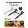 VEVOR Pallet Forks 2000 lbs Clamp-On Pallet Forks, 43 in Length Orange Tips, for Tractor Attachments, Skid Steer & Loader Bucket, Adjustable Stabilizer Bar, Heavy-Duty Reinforced Tractor Bucket Fork