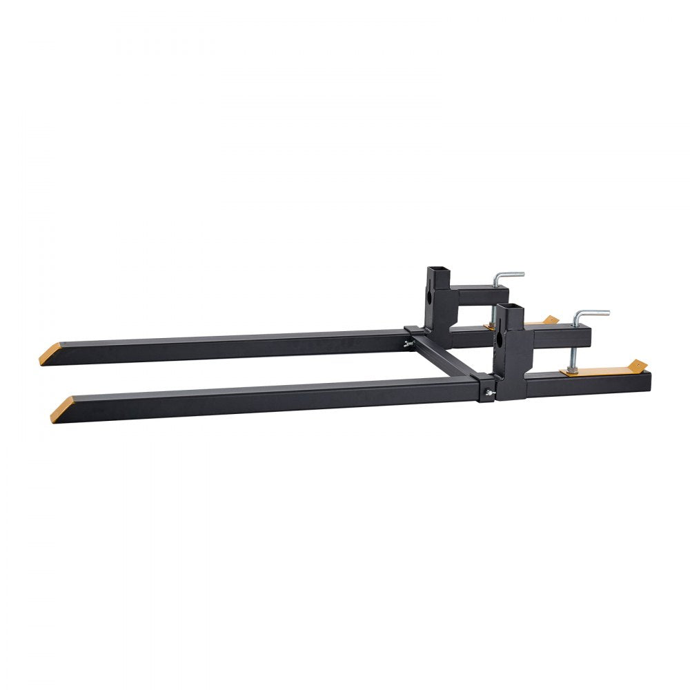VEVOR Pallet Forks 2000 lbs Clamp-On Pallet Forks, 60 in Length Yellow Tips, Suitable for Tractor Attachments, Skid Steer and Loader Bucket, Adjustable Stabilizer Bar, Heavy-Duty Tractor Bucket Fork