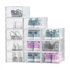 VEVOR Shoe Storage Boxes, 12 Pack Stackable Shoe Boxes Storage Organizers, Fit up to US Size 11, Plastic Modular Space Saving Sneaker Containers for Storing High Heels, Boots, and Hats, White Frame