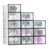 VEVOR Shoe Storage Boxes, 12 Pack Stackable Shoe Boxes Storage Organizers, Fit up to US Size 11, Plastic Modular Space Saving Sneaker Containers for Storing High Heels, Boots, and Hats, Black Frame
