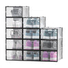 VEVOR Shoe Storage Boxes, 12 Pack Stackable Shoe Boxes Storage Organizers, Fit up to US Size 11, Plastic Modular Space Saving Sneaker Containers for Storing High Heels, Boots, and Hats, Black Frame