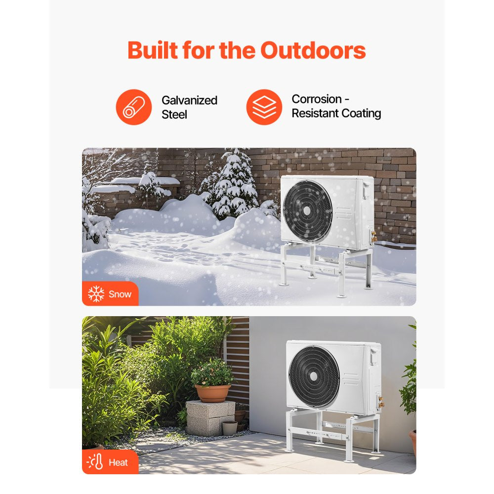 VEVOR Mini Split Ground Stand, Adjustable Anti-Vibration Mini Split Stand for 9000-60000 BTU Ductless Air Conditioner Heat Pump, Heavy Duty AC Base Bracket Floor Mount w/ 770LBS Max. Load Capacity