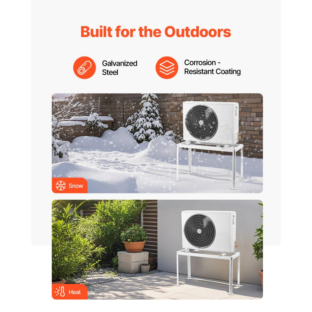 VEVOR Mini Split Ground Stand, Adjustable Anti-Vibration Mini Split Stand for 9000-36000 BTU Ductless Air Conditioner Heat Pump, Heavy Duty AC Base Bracket Floor Mount w/ 661LBS Max. Load Capacity