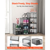 VEVOR Shoe Storage Boxes, 9 Pack Clear Stackable Shoe Boxes Storage Organizers with Magnetic Door, Fit up to US Size 13, Plastic Sneaker Containers for High Heels, Boots, and Hats, Transparent Black