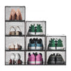VEVOR Shoe Storage Boxes, 9 Pack Clear Stackable Shoe Boxes Storage Organizers with Magnetic Door, Fit up to US Size 13, Plastic Sneaker Containers for High Heels, Boots, and Hats, Transparent Black