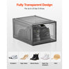 VEVOR Shoe Storage Boxes, 6 Pack Clear Stackable Shoe Boxes Storage Organizers with Magnetic Door, Fit up to US Size 13, Plastic Sneaker Containers for High Heels, Boots, and Hats, Transparent Black