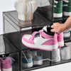 VEVOR Shoe Storage Boxes, 6 Pack Clear Stackable Shoe Boxes Storage Organizers with Magnetic Door, Fit up to US Size 13, Plastic Sneaker Containers for High Heels, Boots, and Hats, Transparent Black