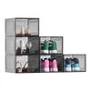 VEVOR Shoe Storage Boxes, 6 Pack Clear Stackable Shoe Boxes Storage Organizers with Magnetic Door, Fit up to US Size 13, Plastic Sneaker Containers for High Heels, Boots, and Hats, Transparent Black