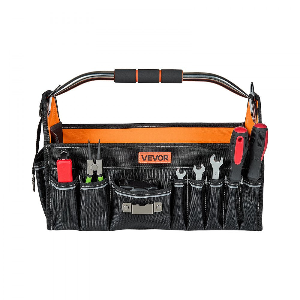VEVOR Tool Bag, 16.1 Inch, 33-Pocket Open Top Tool Tote, Electrical Maintenance Toolbox Organizer Storage with Handle, Adjustable Shoulder Strap, Portable Toolbag, for Professionals DIY & Jobsite Use
