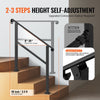 VEVOR Handrails for Outdoor Steps, 2-3 Step Stair Hand Rail & Indoor Railing Kit, Railings for Outside Steps with Installation Kit, Hand Rails for Seniors,Porch Railing & Deck Hand Rail, Black