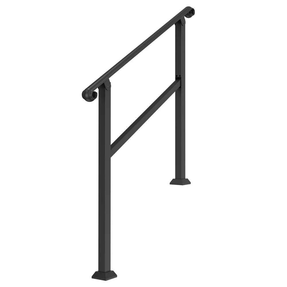 VEVOR Handrails for Outdoor Steps, 2-3 Step Stair Hand Rail & Indoor Railing Kit, Railings for Outside Steps with Installation Kit, Hand Rails for Seniors,Porch Railing & Deck Hand Rail, Black