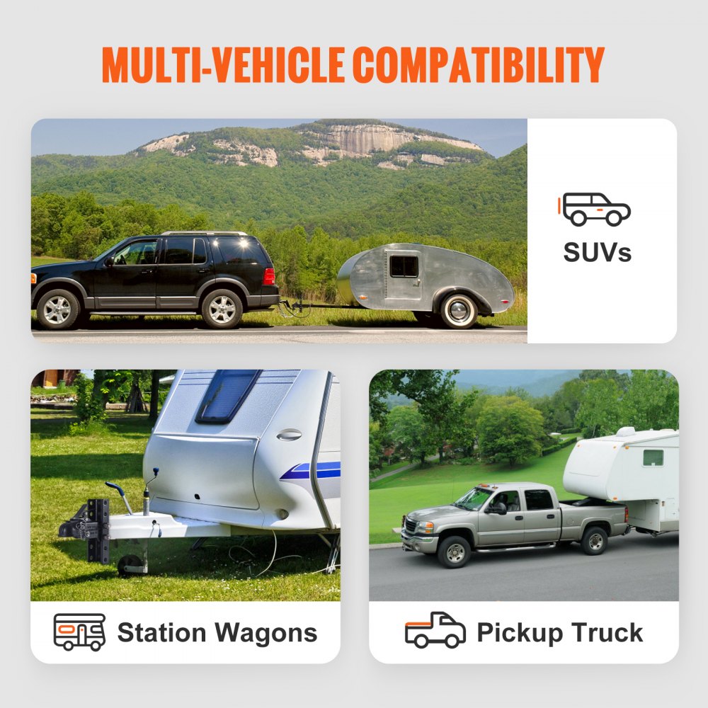 VEVOR Adjustable Trailer Coupler and 5-Position Channel Bracket Kit, 2-5/16" Hitch Ball, 15000 lbs Capacity, Heavy Duty Cast Channel-Mount Coupler, for Towing Camper, Pickup Truck, SUV, Black Coating