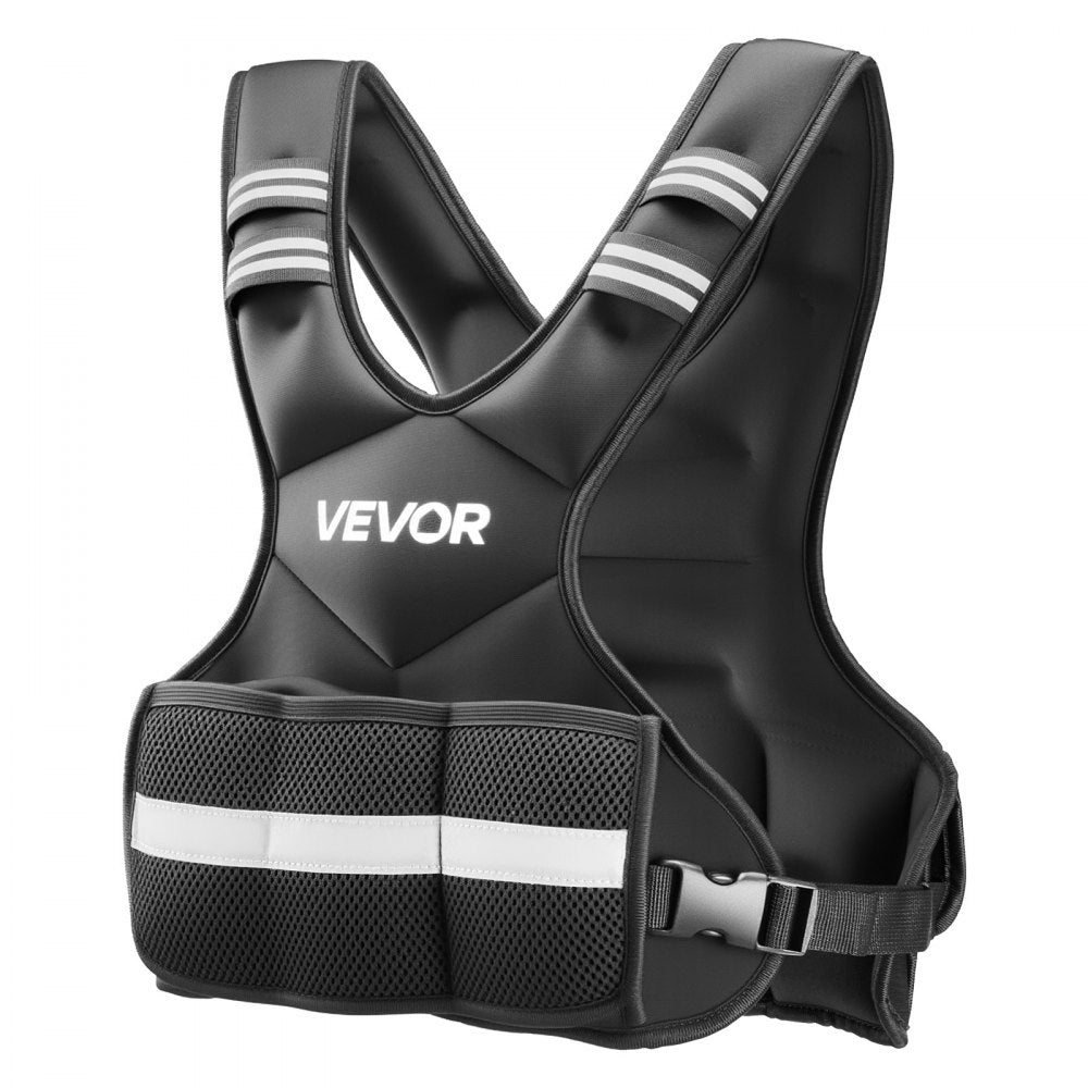 VEVOR Adjustable Weighted Vest, 4-10 lbs Comfortable X-Shape Body Weight Vest Set with 6 Weight Packs and Reflective Stripe, for Men Women, Workout Equipment for Strength Training Running Jogging