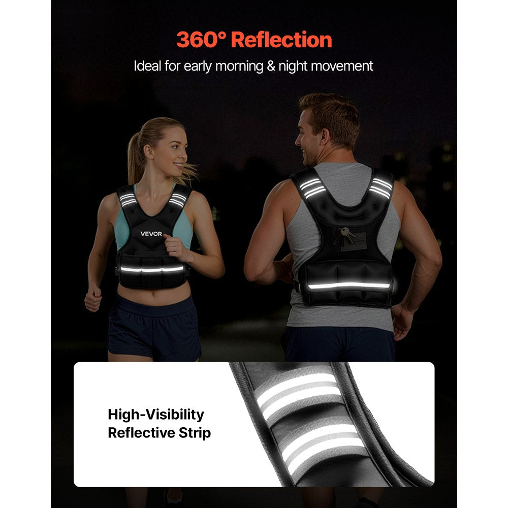 VEVOR Adjustable Weighted Vest, 20-32 lbs Comfortable X-Shape Body Weight Vest Set with 6 Weight Packs and Reflective Stripe, for Men Women, Workout Equipment for Strength Training Running Jogging