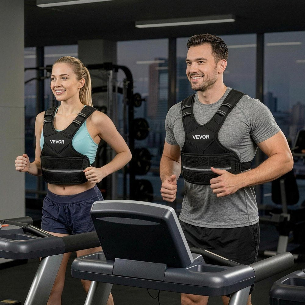 VEVOR Adjustable Weighted Vest, 20-32 lbs Comfortable X-Shape Body Weight Vest Set with 6 Weight Packs and Reflective Stripe, for Men Women, Workout Equipment for Strength Training Running Jogging