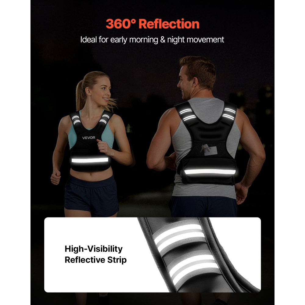 VEVOR Adjustable Weighted Vest, 24-40 lbs Comfortable X-Shape Body Weight Vest Set with 8 Weight Packs and Reflective Stripe, for Men Women, Workout Equipment for Strength Training Running Jogging