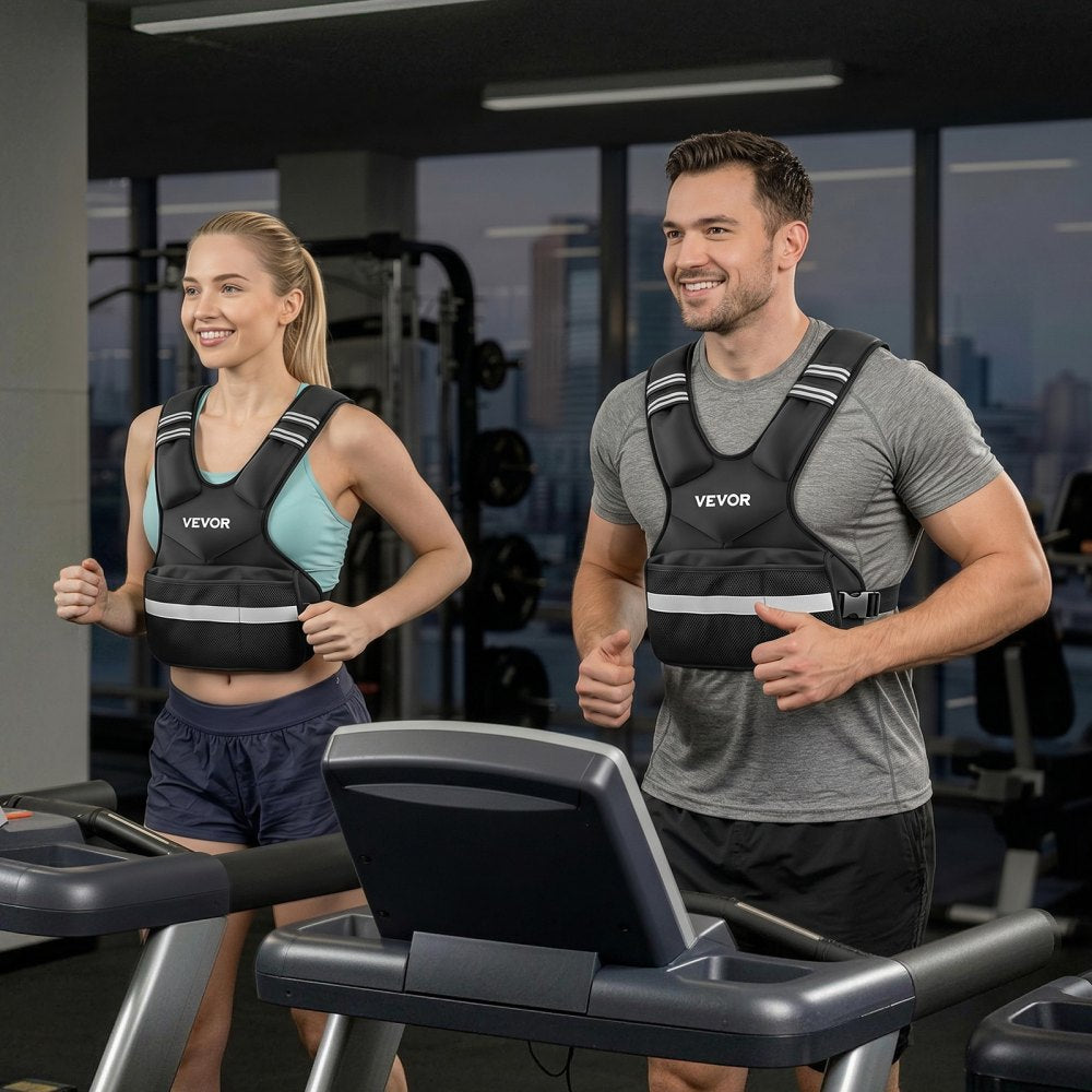 VEVOR Adjustable Weighted Vest, 24-40 lbs Comfortable X-Shape Body Weight Vest Set with 8 Weight Packs and Reflective Stripe, for Men Women, Workout Equipment for Strength Training Running Jogging