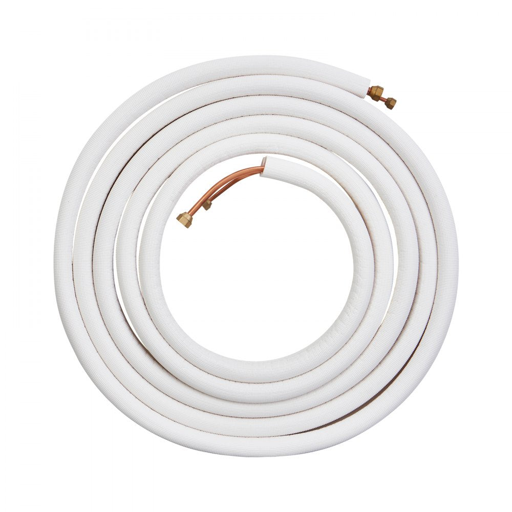 VEVOR 25FT Mini Split Line Set, 1/4" & 3/8" O.D Copper Pipes Tubing and Triple-Layer Insulation, for Air Conditioning or Heating Pump Equipment & HVAC with Rich Accessories (27ft Connection Cable)