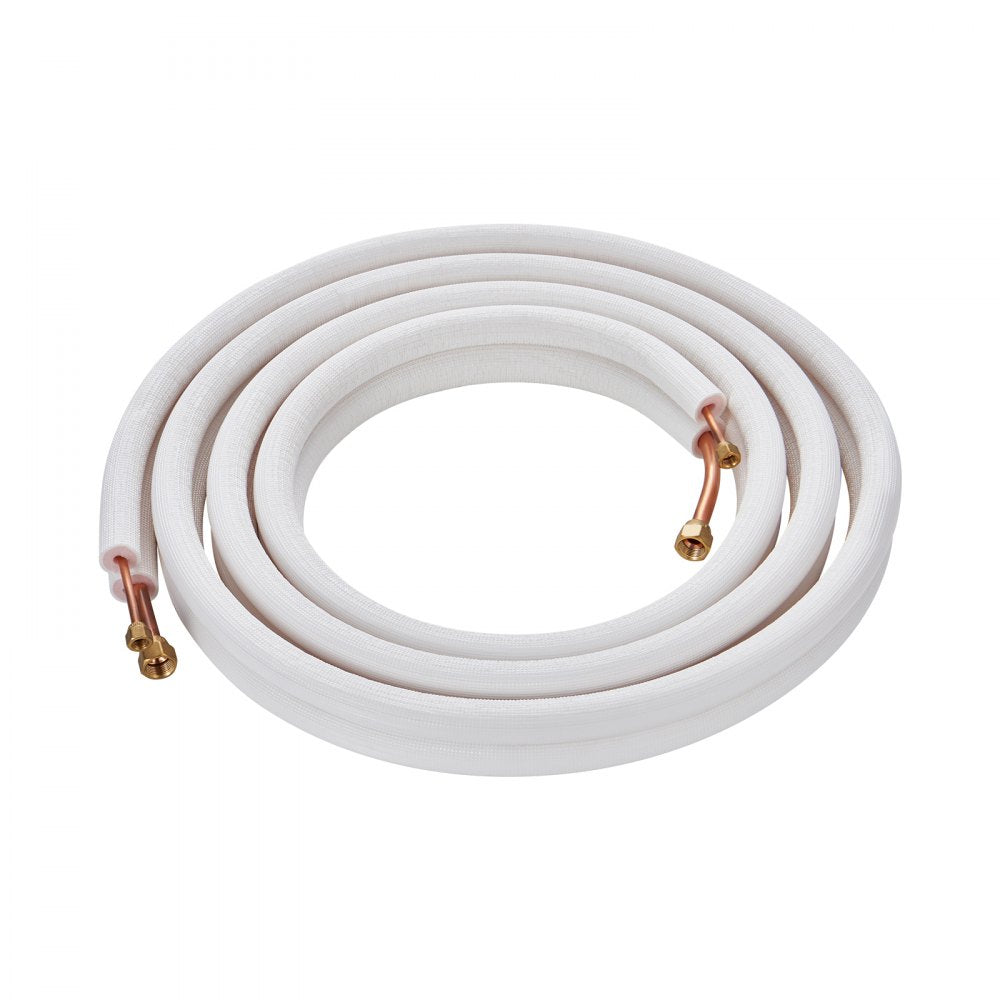 VEVOR 16FT Mini Split Line Set, 1/4" & 1/2" O.D Copper Pipes Tubing and Triple-Layer Insulation, for Air Conditioning or Heating Pump Equipment & HVAC with Rich Accessories (18ft Connection Cable)