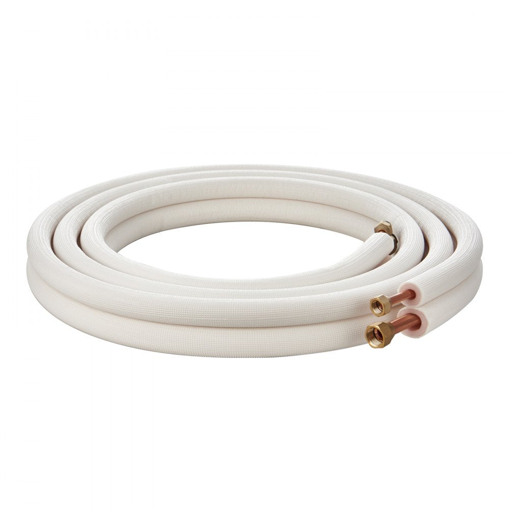 VEVOR 16FT Mini Split Line Set, 3/8" & 5/8" O.D Copper Pipes Tubing and Triple-Layer Insulation, for Air Conditioning or Heating Pump Equipment & HVAC with Rich Accessories (18ft Connection Cable)
