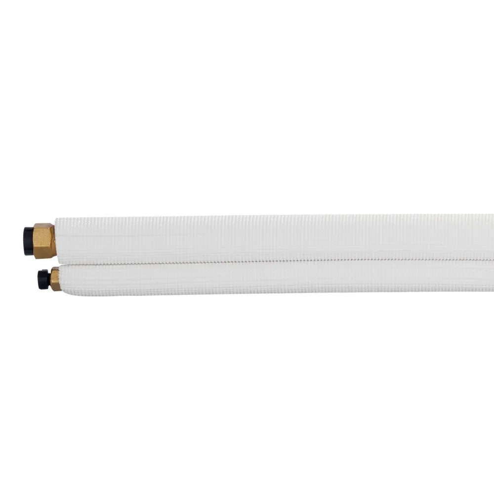 VEVOR 50ft Mini Split Line Set, 1/4” & 1/2” OD AC Copper Tubing Pipe, 3/8 White PE Thickened Insulated Coil with Flared Nuts, Strapping Tapes, for Mini Split Air Conditioner HVAC or Heat Pump System